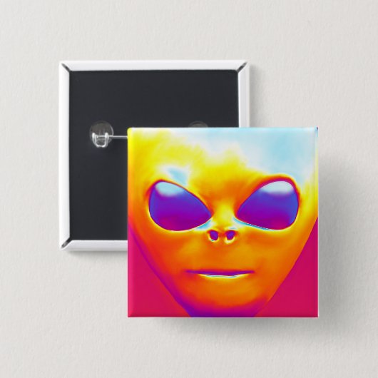 Psychedelic Alien Vierkante Button 5,1 Cm (Voorkant /achterkant)
