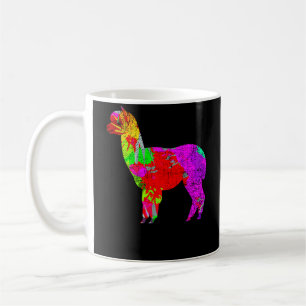 Psychedelic alpaca in nood koffiemok