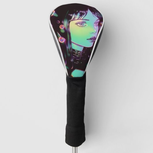 Psychedelic Anime Meisje Golfheadcover (Voorkant)