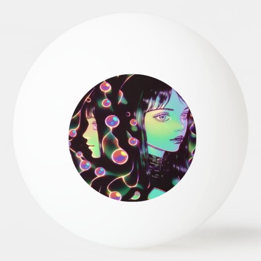 Psychedelic Anime Meisje Pingpongbal (Voorkant)