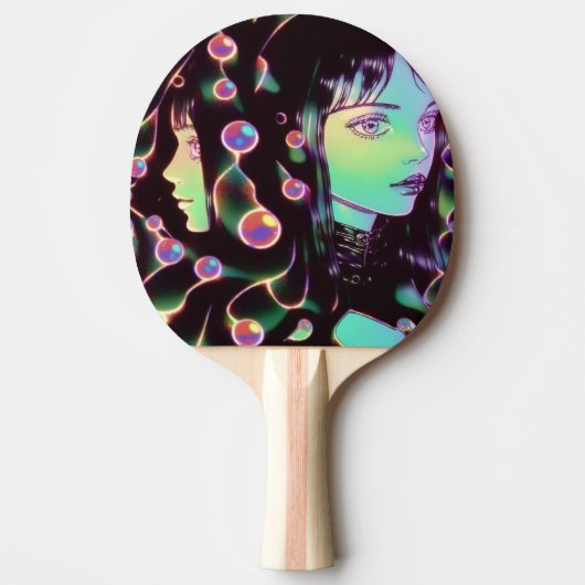 Psychedelic Anime Meisje Tafeltennisbatje (Voorkant)