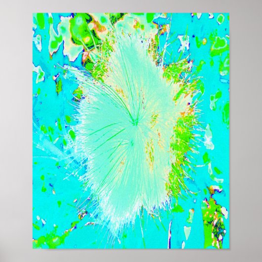 Psychedelic Aqua and Lime Green Milkweed Poster (Voorkant)