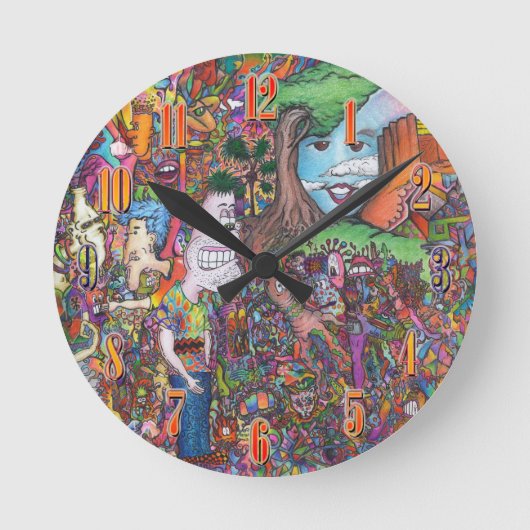 Psychedelic Art Clock Ronde Klok (Voorkant)