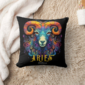 Psychedelic Art Ram Zodiac Naam Kussen