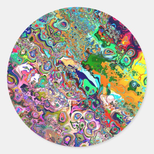 Psychedelic Art Ronde Sticker (Voorkant)