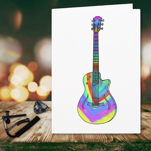 Psychedelic Art Semi Acoustic guitar teenjongen Kaart