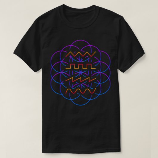 Psychedelic Audio Waveform Synthesizer T-shirt (Design voorkant)