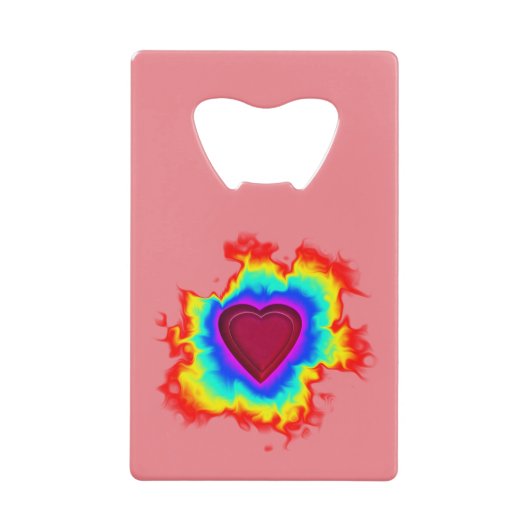 Psychedelic Aura Dual Heart Creditkaart Flessenopener (Voorkant)