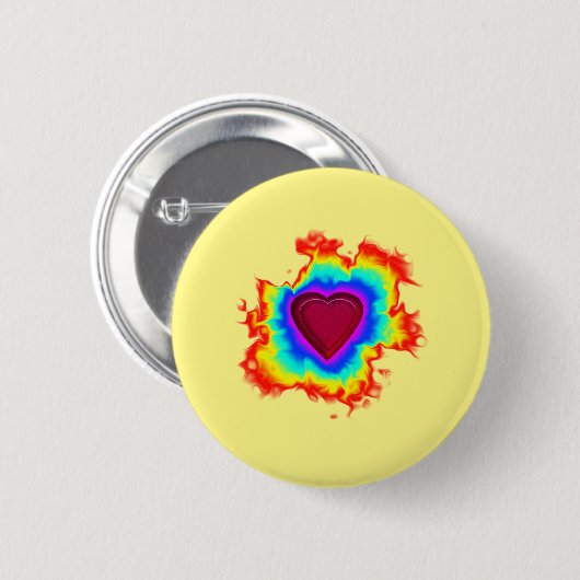 Psychedelic Aura Dual Heart Ronde Button 5,7 Cm (Voorkant /achterkant)