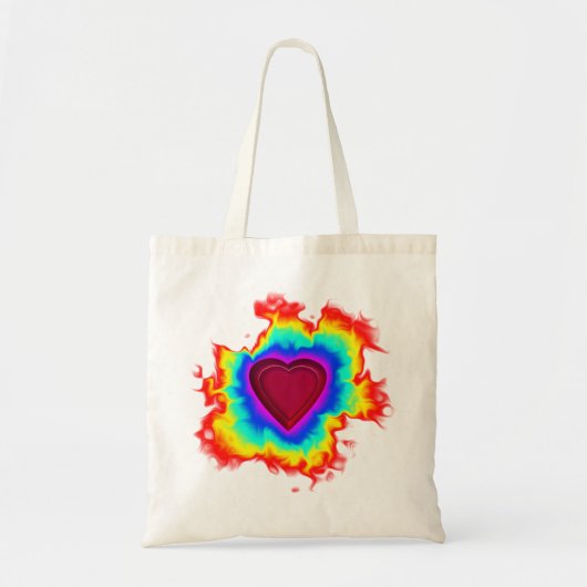 Psychedelic Aura Dual Heart Tote Bag (Voorkant)