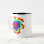 Psychedelic Aura Dual Heart Tweekleurige Koffiemok (Voorkant links)