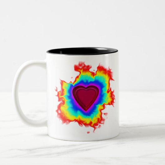Psychedelic Aura Dual Heart Tweekleurige Koffiemok (Links)