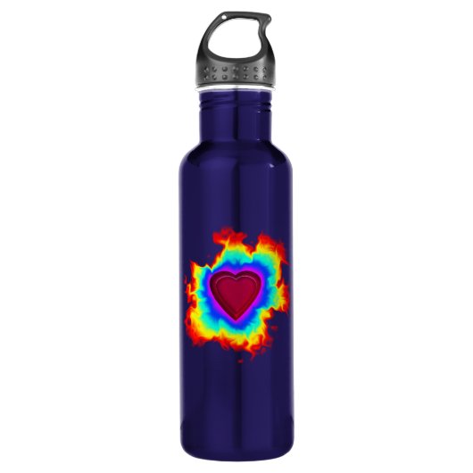 Psychedelic Aura Dual Heart Waterfles (Voorkant)