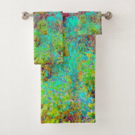 Psychedelic Autumn Gold en Aqua Garden Landscape Bad Handdoek