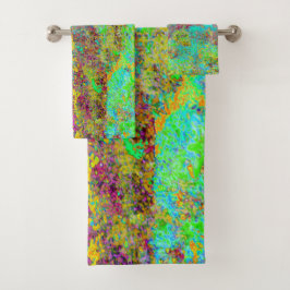 Psychedelic Autumn Gold en Aqua Garden Landscape Bad Handdoek