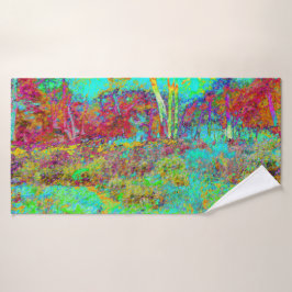 Psychedelic Autumn Gold en Aqua Garden Landscape Badhanddoek