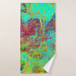 Psychedelic Autumn Gold en Aqua Garden Landscape Badhanddoek