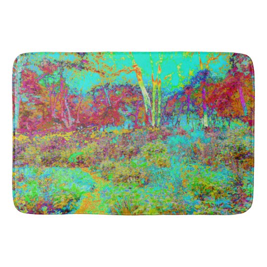 Psychedelic Autumn Gold en Aqua Garden Landscape Badmat (Voorkant)
