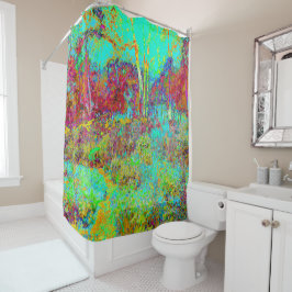 Psychedelic Autumn Gold en Aqua Garden Landscape Douchegordijn