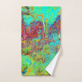 Psychedelic Autumn Gold en Aqua Garden Landscape Handdoek