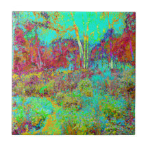 Psychedelic Autumn Gold en Aqua Garden Landscape