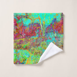 Psychedelic Autumn Gold en Aqua Garden Landscape Washandje