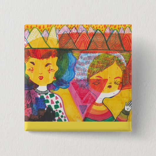 Psychedelic Babes | Pin Vierkante Button 5,1 Cm (Voorkant)