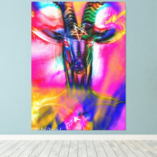 Psychedelic Baphomet Canvas Afdruk (Insitu (Houten vloer))
