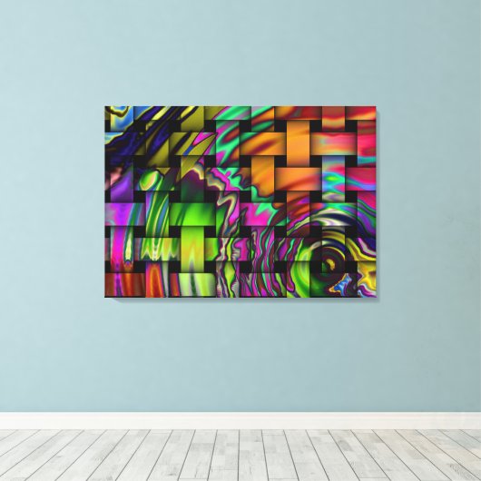 Psychedelic Basket Weave Wrapped Canvas Print (Insitu (Houten vloer))