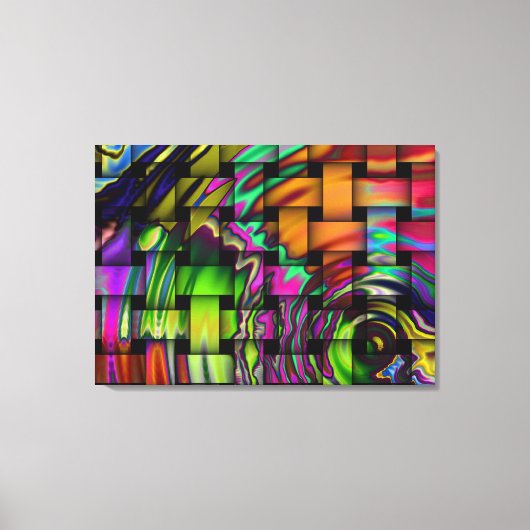 Psychedelic Basket Weave Wrapped Canvas Print (Voorkant)
