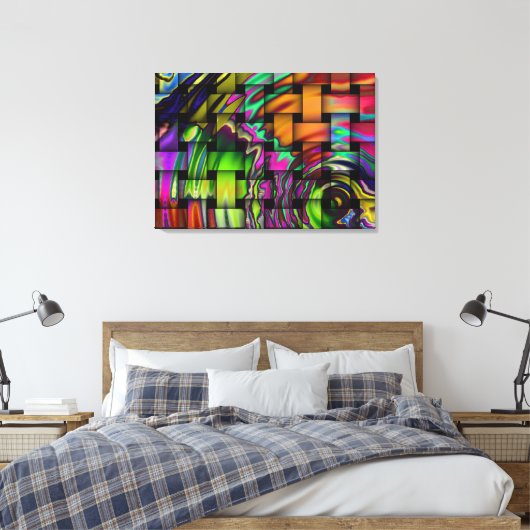 Psychedelic Basket Weave Wrapped Canvas Print (Insitu (Slaapkamer))