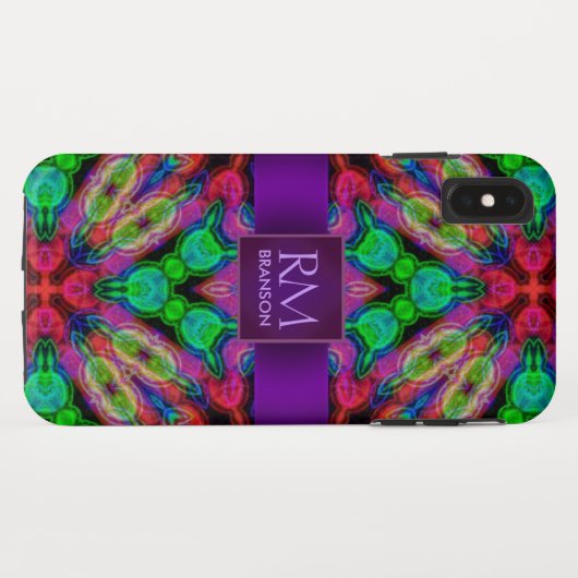 Psychedelic Batik Monogram iPhone4 Hoesje-Mate™ Case-Mate iPhone Case (Achterkant (horizontaal))
