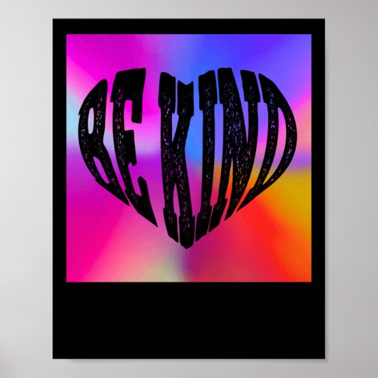 Psychedelic Be Kind Heart Design – Levendige regen Poster (Voorkant)