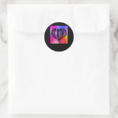 Psychedelic Be Kind Heart Design – Levendige regen Ronde Sticker (Tas)