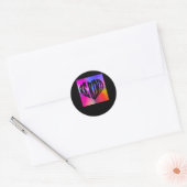 Psychedelic Be Kind Heart Design – Levendige regen Ronde Sticker (Envelop)