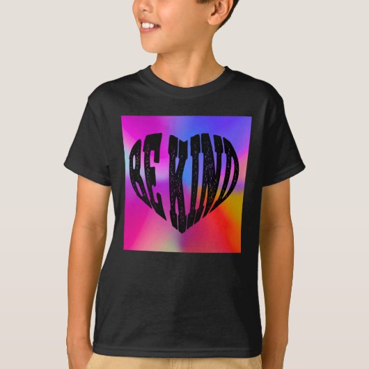 Psychedelic Be Kind Heart Design – Levendige regen T-shirt (Voorkant)