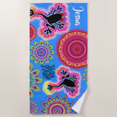 Psychedelic Beach Towel Hot Frog Surf blue Strandlaken (Voorkant)