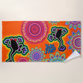 Psychedelic Beach Towel Hot Frog Surf Sinaasappel Strandlaken
