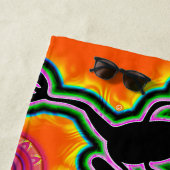 Psychedelic Beach Towel Hot Frog Surf Sinaasappel Strandlaken (In situ)