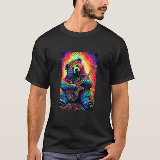 Psychedelic Beer Spelen Gitaar T Shirt (Voorkant)
