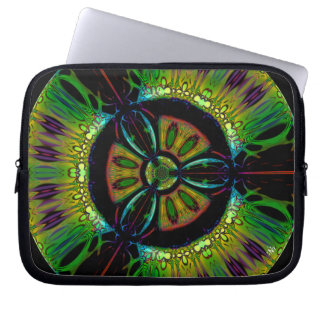 Psychedelic bio-hazard symbool (of wat u ook ziet) laptop sleeve