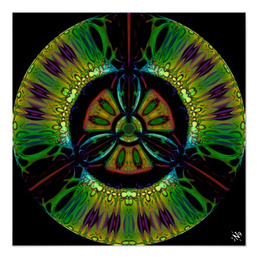 Psychedelic bio-hazard symbool (of wat u ook ziet) poster (Voorkant)