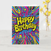 psychedelic birthday card kaart (Gele Bloem)