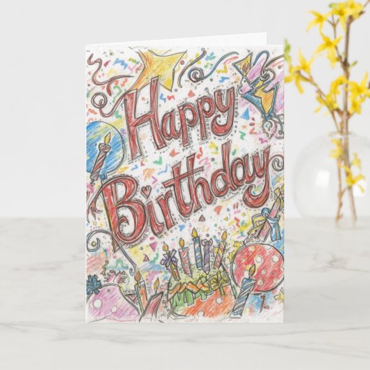 psychedelic birthday card kaart (Gele Bloem)