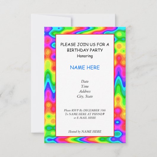 Psychedelic Birthday Party Invitation Card Kaart (Voorkant)