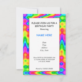 Psychedelic Birthday Party Invitation Card Kaart