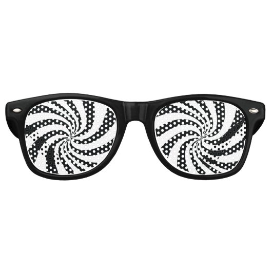 Psychedelic Black en White Swirl Retro Zonnebril (Voorkant)