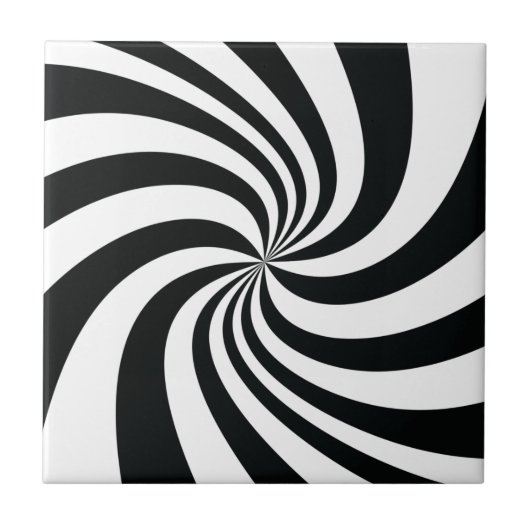 Psychedelic Black White Swirl Cool Trippy Spiral Tegeltje (Voorkant)