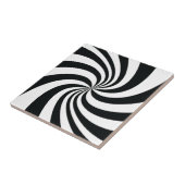 Psychedelic Black White Swirl Cool Trippy Spiral Tegeltje (Zijkant)