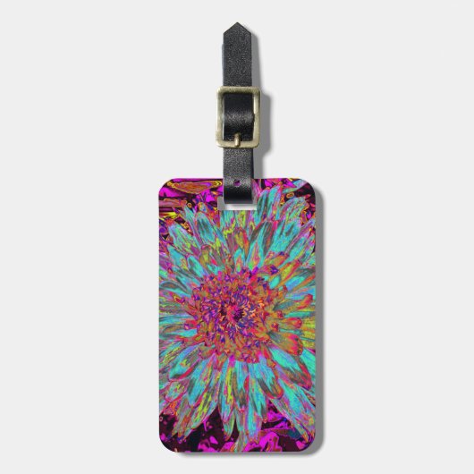 Psychedelic Blauwgroen Blue Abstract Decoratief Da Bagagelabel (Voorkant verticaal)